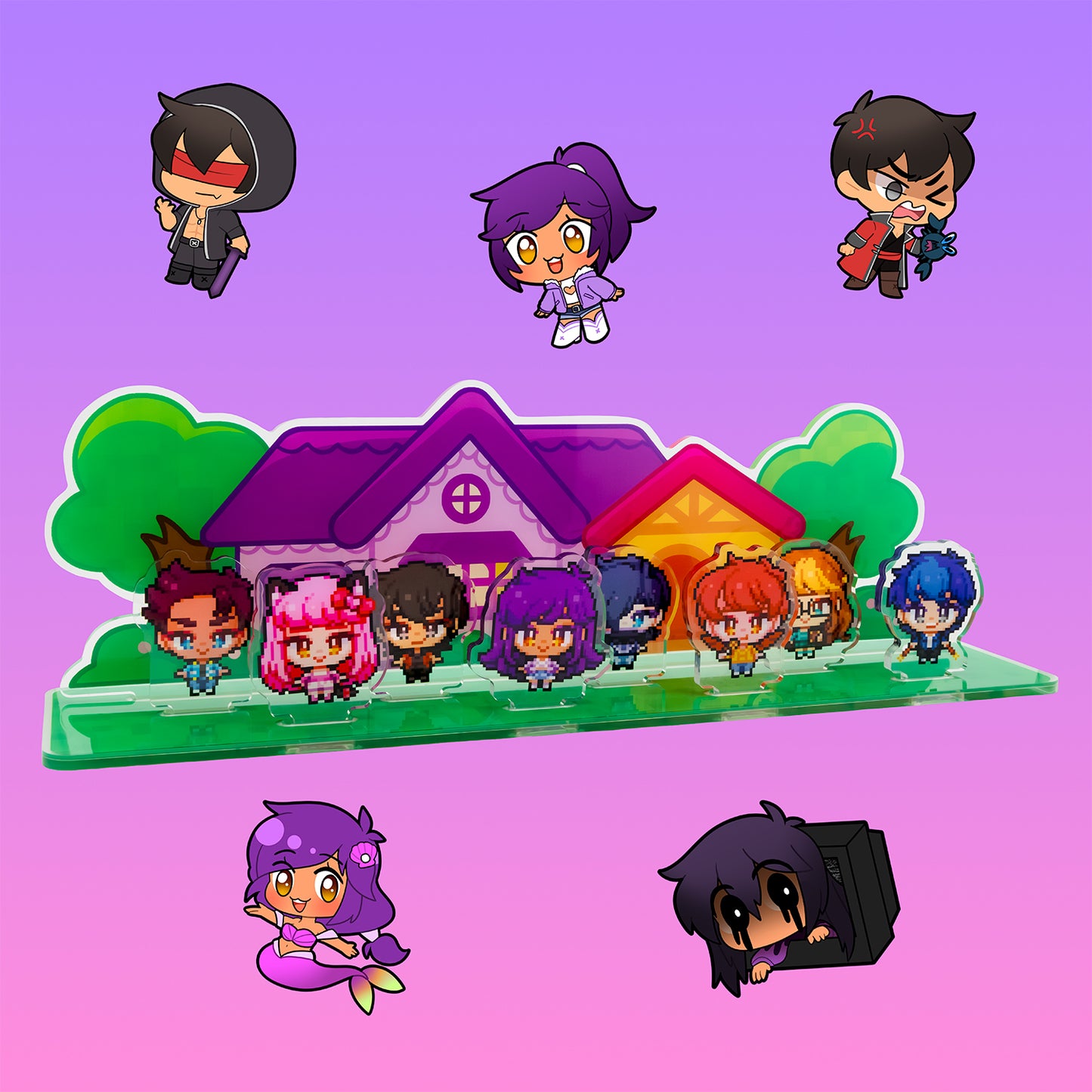 Aphmau & Friends Pixel Standee & Sticker Pack Bundle