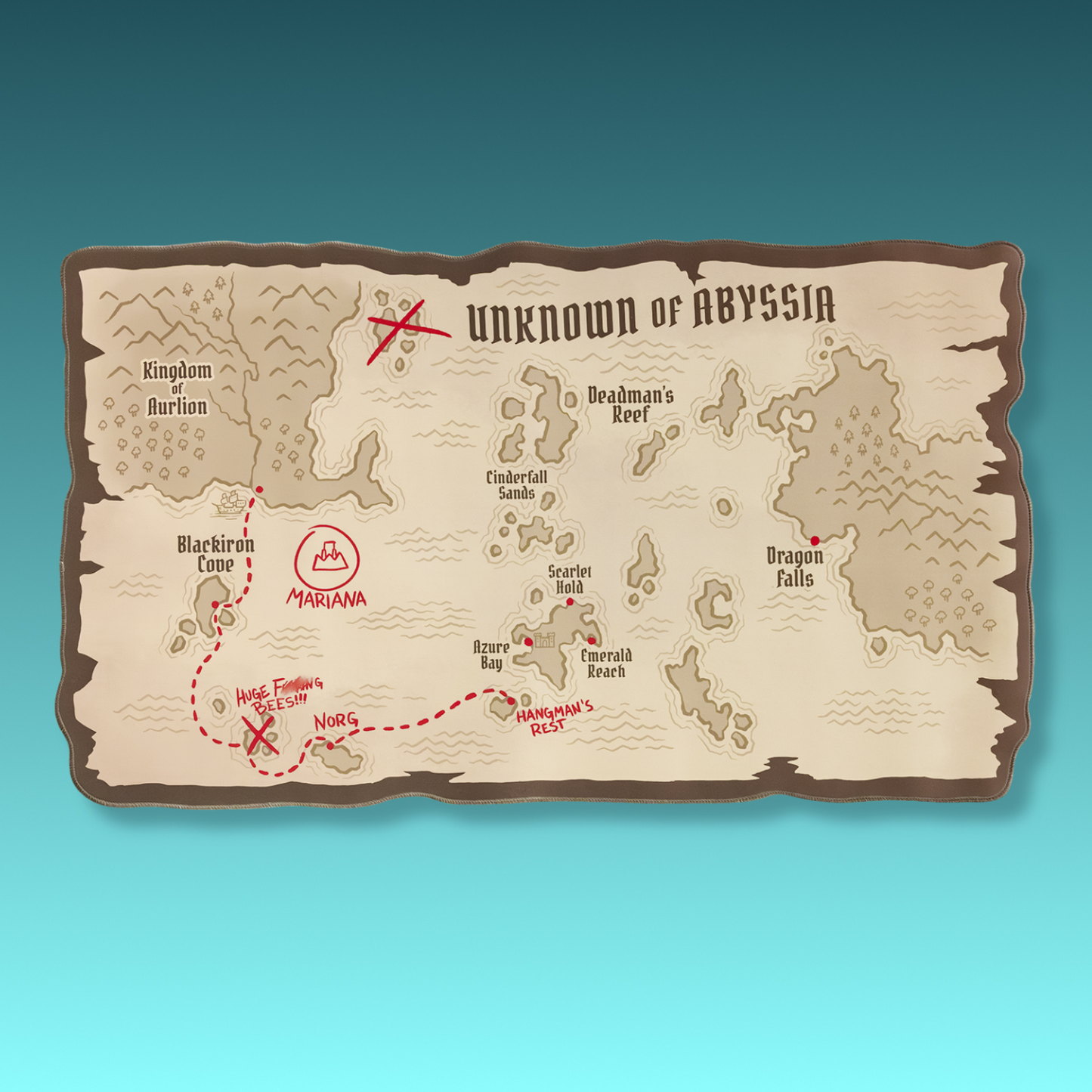 Mermaid Tales Map Desktop Mousepad Mat