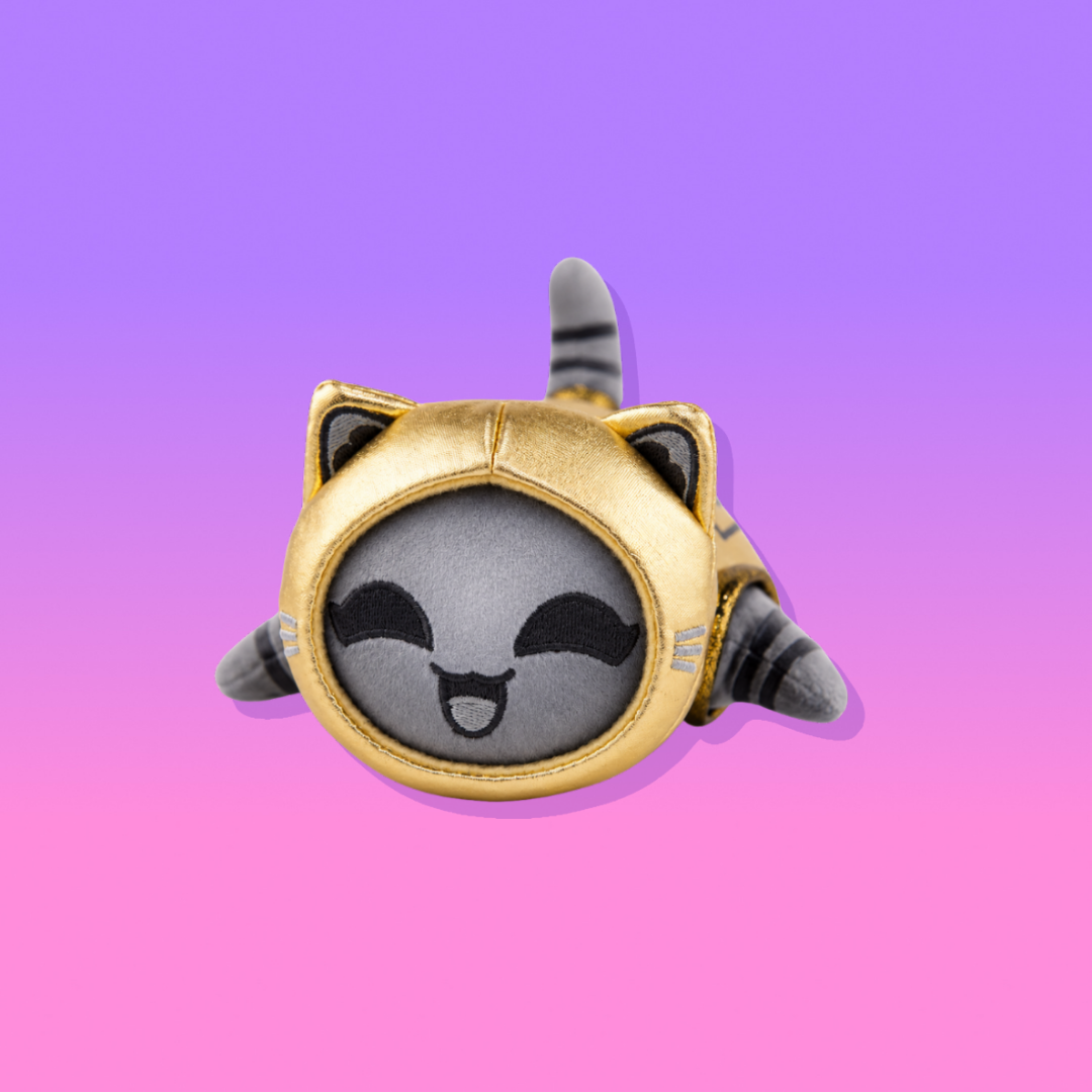 6” Black and Gold Robot Cat Plush