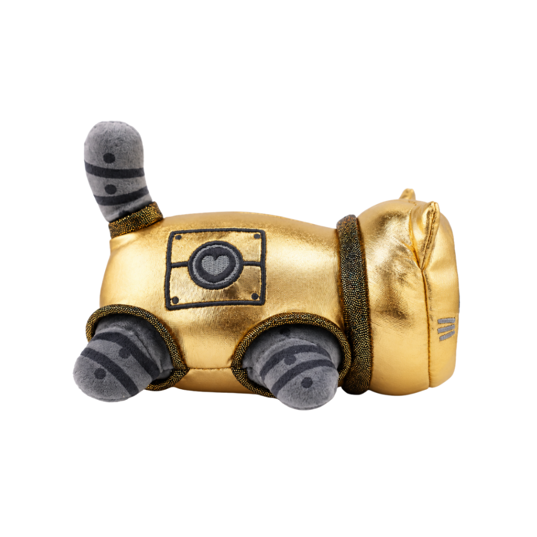 6” Black and Gold Robot Cat Plush